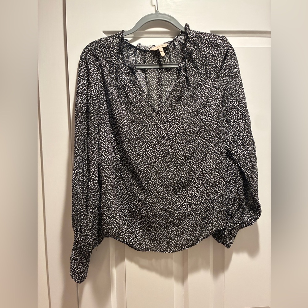 Rebecca Taylor Black and White Floral Blouse